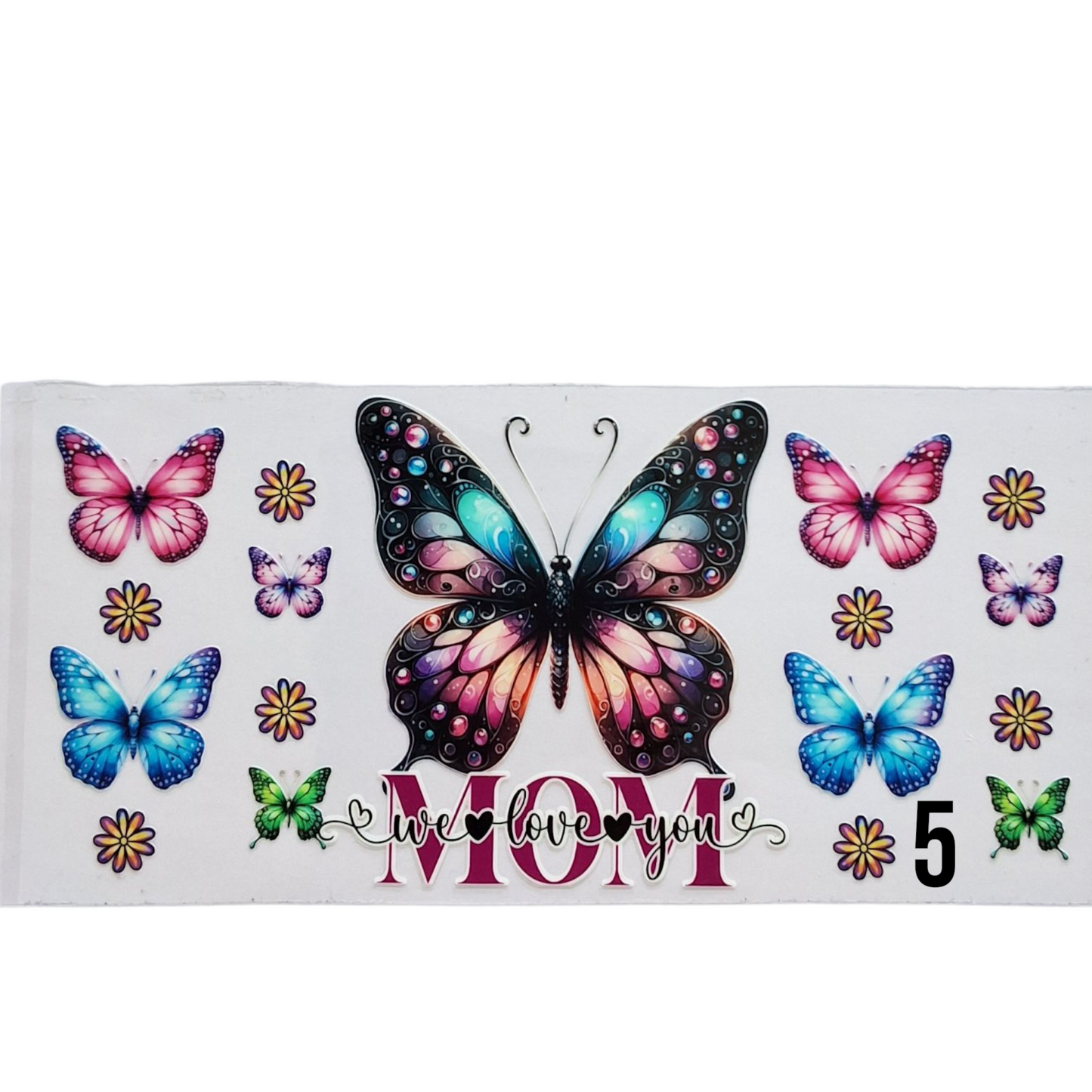 Gobelet avec couvercle Mom et papillons