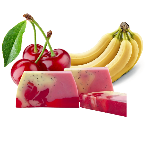 Pain de savon glycérine parfumé à la banane et à la cerise 🇪🇺